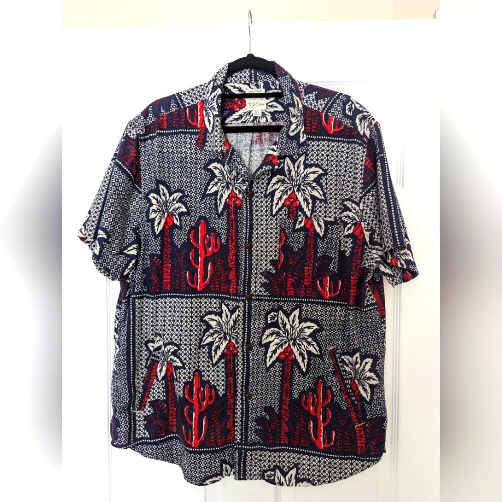 J. Crew Cactus and Palm Trees Print Men's Button Up Shirt Size XL